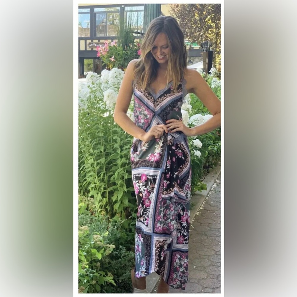 NEW Free People Stevie Floral Lace Trim Maxi Dress